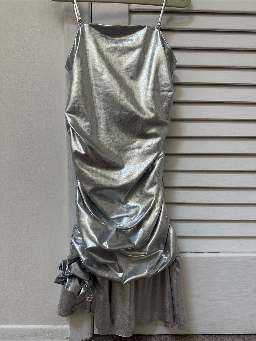 Theme Silver Metallic Ruched Formal Dress for Kids